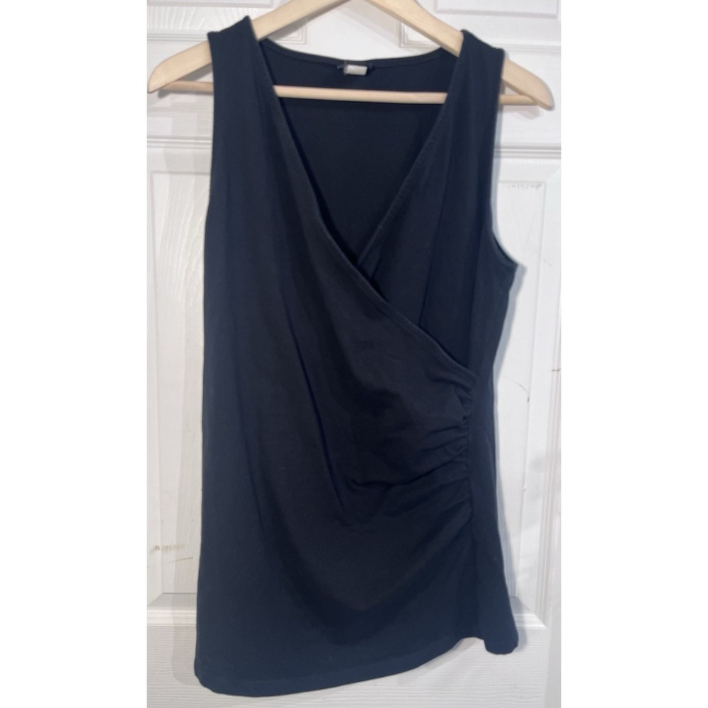 Torrid Plus Size 1 Black Wrap Tank Top Ruched Side Sleeveless Surplice Stretch